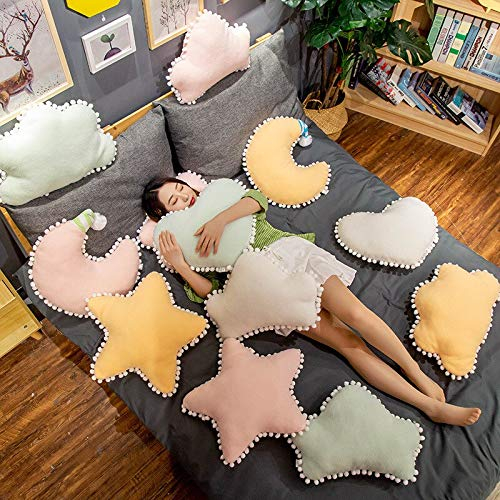 MEDFL Schneebälle Plüschkissen Bonbonfarben Wolke Krone Mond Stern Herzförmiges Kissen Zimmer Kinderbett Dekor Bettwäsche 40 cm * 40 cm Weißes Herz