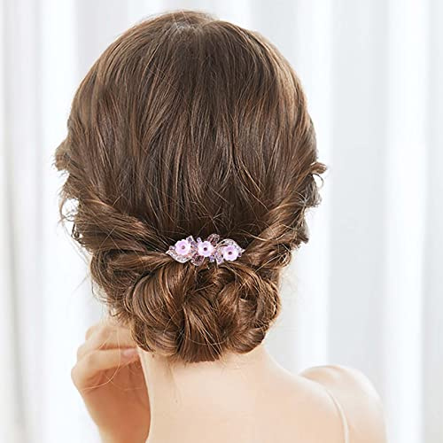 Yienate Fancy Braut Strass Haarspange Pin Barrette Lila Blume Bogen Kristall Haarnadel Barrette Funkelnde Hochzeit Kopfbedeckung Kristall Haarspange Haar Glänzend Haarhalter Zubehör Für Frauen