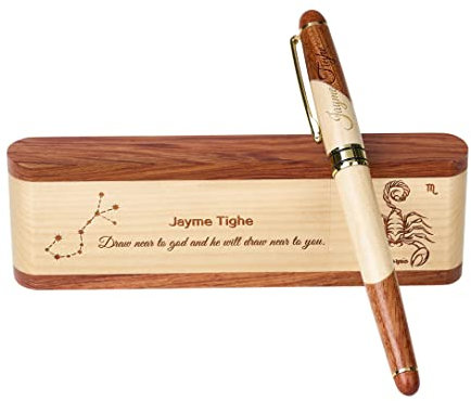 Constellation stylo graveur personnalisé set stylo à bille personnalisé avec boîte en bois pour Boîte cadeau (Scorpio)