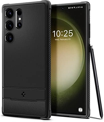 Spigen Rugged Armor Hülle Kompatibel mit Samsung Galaxy S23 Ultra 5G -Schwarz