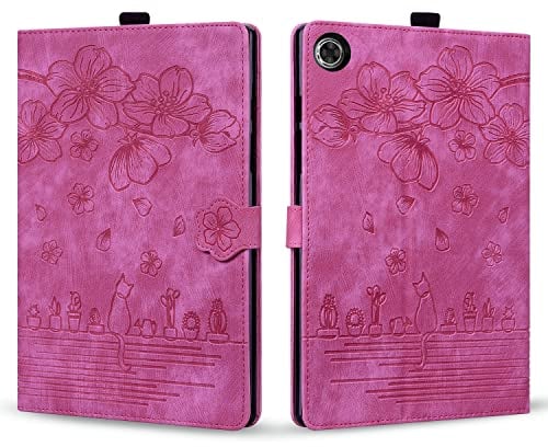 Rosbtib Custodia per Huawei MediaPad M5/ M5 Pro 10.8 Pollici CMR-AL09 CMR-W09, PU Pelle Flip Cover con Magnetica Slot per schede Cover Huawei MediaPad M5 2018, Rosa rossa