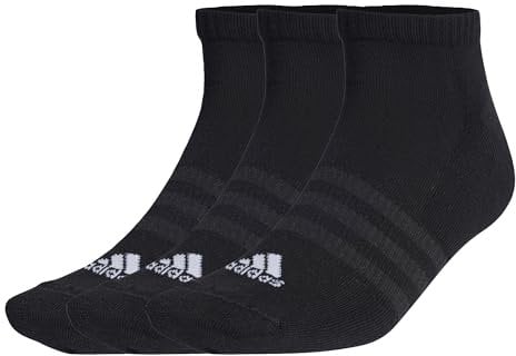 adidas Unisex Cushioned Sportswear 3 Pairs No Show Socks, Black/White, XS