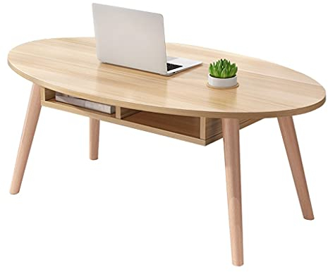 DYPASA Couch Beistelltische Couchtisch Ovaler Cocktailtisch Klein Wohnzimmer Schlafzimmer Sofa Multifunktionales Aufbewahrungsregal TV Tisch Teetisch 100×50×42cm Couchtische (Farbe: Beige)