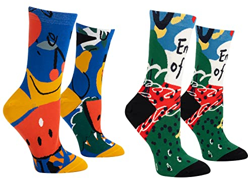 Ethanges Lustige Socken, Damen Neuheit Crew Socken, Coole Fun Socken für Frauen Neuheit Geschenke (Damenschuhgröße 38-44) W419-A, w415, 37-43 EU