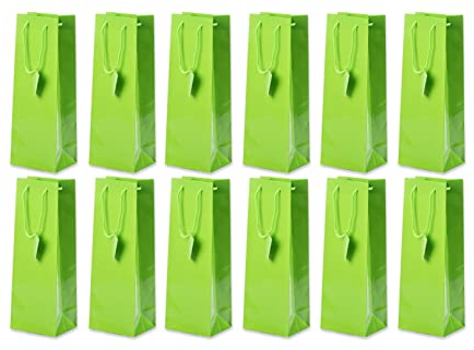Flaschentüte Geschenktüten 12 Stück einfarbig Grün, Geburtstagsgeschenk, Tüten für Flaschen als Geschenk zu besonderen Anlässen, 12,5x9x35cm
