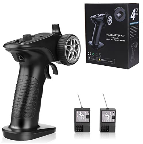 HTLNUZD 4H-TX 4CH 2.4GHz RC Radio System Transmetteur avec contrôleur 4CH Récepteur Télécommande pour Voiture RC Bateau Réservoir