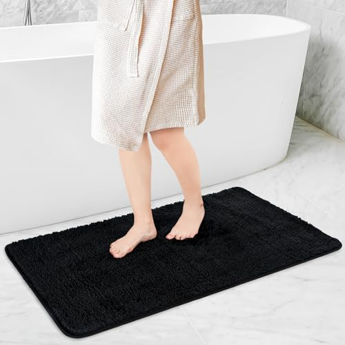 Sentidos rutschfeste Badematte, Weich, Wasserabsorbierend, Maschinenwaschbar, Ideal für Badewanne, Dusche und Küche, 70x120 cm - Schwarz
