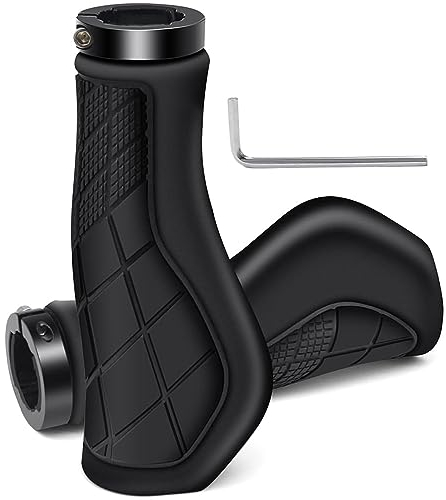 Erpmlyo Fahrradgriffe, Ergonomische Griffe, rutschfeste Gummi-Lenkergriffe, Fahrradlenkergriffe für 22,2 mm E-Bike, Schwarz