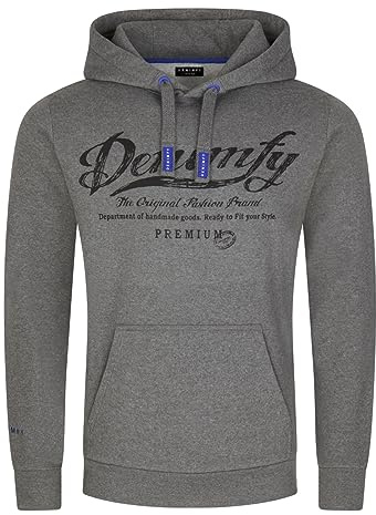 DENIMFY Hoodie Herren Regular Fit DFArno Kapuzenpullover Pullover Print Grau 3XL, Größe:3XL, Farbe:Grey Melange Standard 2