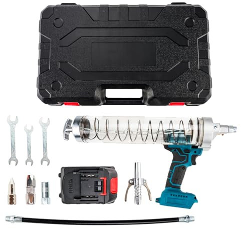 PHILTOP Pistolet à Graisse sans Fil alimenté par Batterie, kit de Pistolet à Graisse électrique Professionnel de 9100 PSI avec Tuyau Flexible de 45,7 cm, Charge de 590 ML, 3 coupleurs, buse de Type