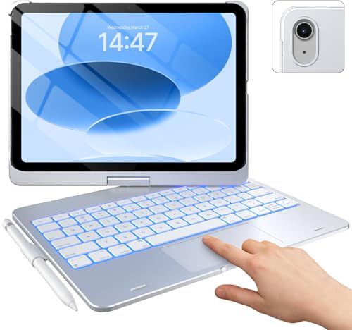 typecase Custodia Touch iPad 10a generazione con tastiera (11,9 pollici, 2022) e iPad A16 (11a generazione, 2025) - Rotabile a 360°, retroilluminazione a 11 colori, trackpad multi-touch, sottile e