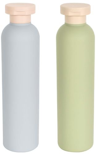 2PCS Flacone Dispenser, Bottiglie da Viaggio con Tappo a Scatto, Flaconi da Spremere Ricaricabili, Contenitori da Viaggio per Lozioni, Gel Doccia, Shampoo - Verde+Blu (260ml)