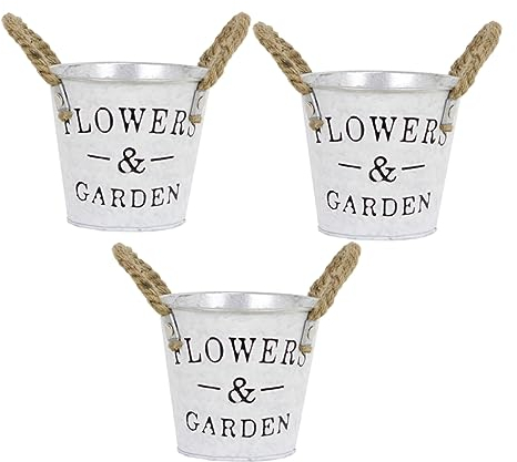 ABOOFAN 3pcs Iron Flower Barrel Flower Decorations Outdoor Decor Country Pitcher Vase Vintage Decor Outdoor Pots Vintage Vase Flower Iron Bucket Metal Waterbottle Flowers Succulent Plants