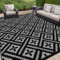 Momooda Outdoor Teppich Geometrie Plastikstroh, Anti-UV-Schutz, Umkehrbarer Terrassenteppich Waschbar, Wasserdichter Camping Garten Outdoor Teppich für Balkon, Wohnmobil, Schwarz grau, 274x365cm