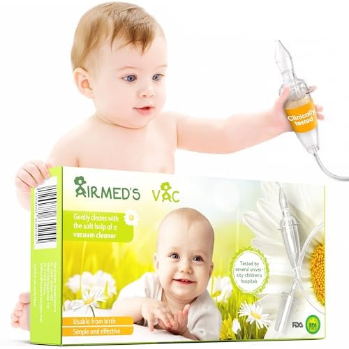 Original Airmed's Nasensauger. KLINISCH GETEST, sicher und sanft. Nasensauger Baby Starterpaket für Staubsauger mit nicht-rundem Rohr