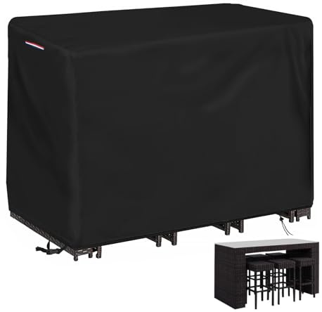 Loenel Abdeckung für Barhöhe, strapazierfähig, 600D, wasserdicht, Terrassenbar-Set, Abdeckung für rechteckige 121,9 cm lange Stangenhöhe, Essmöbel-Set – 121,9 cm L x 76,2 cm B x 91,4 cm H