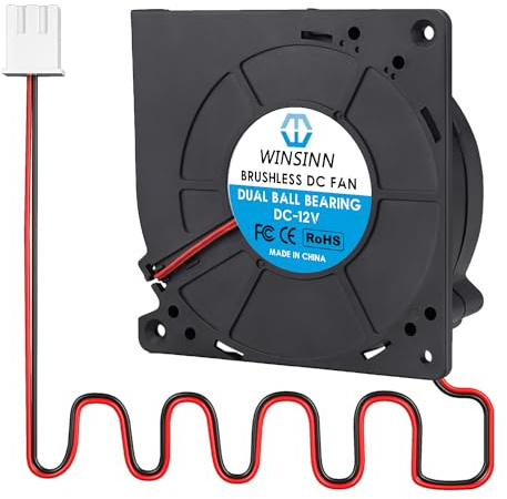 WINSINN Ventilador de 120 mm CC 12 V 12032 con rodamiento de bolas dual, turbina de refrigeración sin escobillas, turbina turbo de 120 x 32 mm, 2 pines