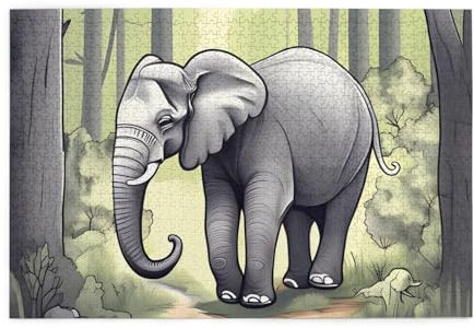 Walking Elephant Jigsaw Puzzles1000 Piece Educational Intellectual Wooden Puzzles, Fun Puzzles, Stress Relieving Puzzles