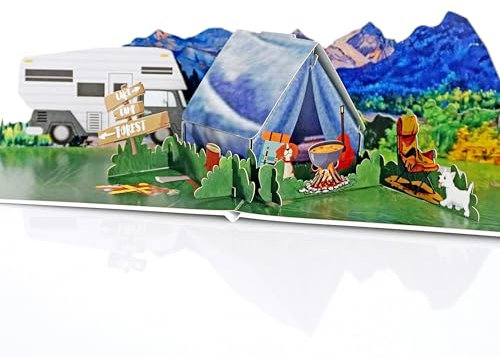 CUTPOPUP Zelten - Geburtstagskarte, Geburtstagskarte Mann, Karte Vatertag, Vatertag Karte (Camping) US8-SD199DE