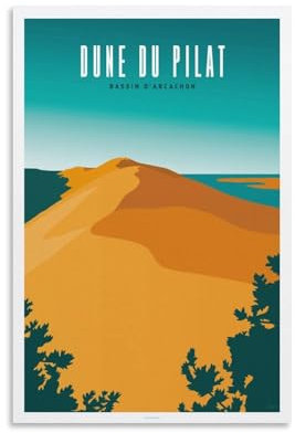 GJrjdb Poster AFFICHE DUNE DU PILAT, Et Banc D'Arguin, 40 x 60 cm