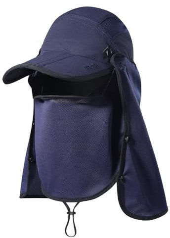 GADIEMKENSD Anglerhut Sommer UPF 50+ Outdoor Wandern Dschungel Berg Sonne Herren Schnelltrocknendes Baseballcap Gesichts- und Nackenschutzklappe Wasserdicht Atmungsaktive Kappen Klappe Hüte Neu Marine