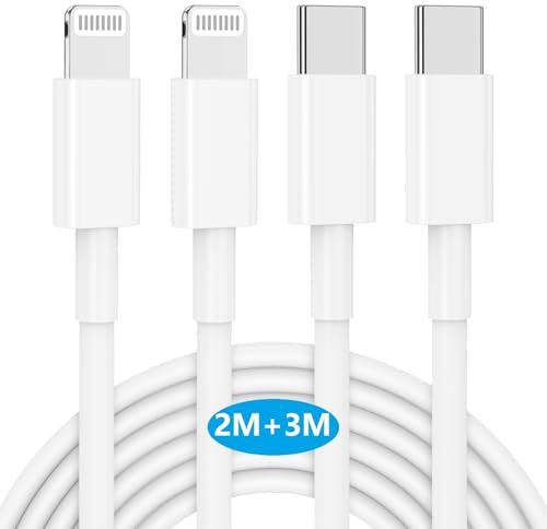 iPhone Charger Cable Fast Charge, [2Pack/2M + 3M] Long USB C to Lightning Charging Lead, Type C 2/3 Metres Super Fast Charge Cord for Apple iPhone 14 Pro Max/13 Pro/12 Mini/11/XS/XR/8 Plus/7/6