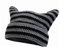 Axvxby Strickmützen für Damen gestreifte Strickmütze mit Katze Ohr Wollmütze Vintage Niedliche Kapuze Elastisches Winterhüte für Damen Frauen (schwarz und grau)