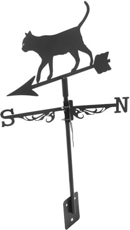 ROMISBABA Elegante Katzen-wetterfahne Edelstahl Dekorative Fahne Für Den Hof Windrichtungsanzeiger Wetterfest