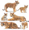 TOYMANY 6 Stück Tiger Tiere-Figuren mit Tigerjungen, Dschungeltierfiguren Spielzeugfiguren, Familienset mit Baby-Tigern Spielset, Kuchen Topper Ornamente