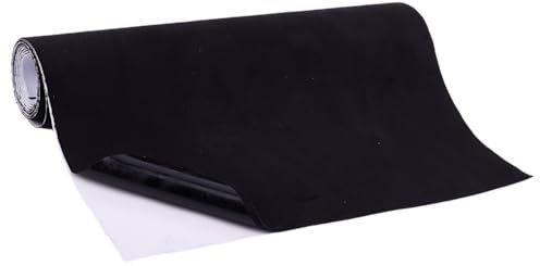 DELORIGIN 11.8 L X 59 W Tissu en Daim en Microfibre Auto Adhésif Aspect Daim Noir Élastique Extensible Peel Stretch Film Tissu pour Intérieur de Voiture
