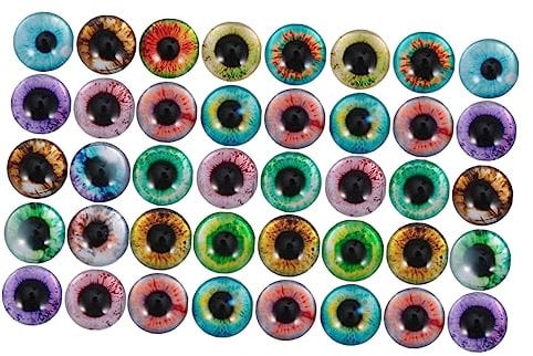 COLLBATH 50pcs Time Gem Glass Patch Colored Lenses for Eyes Snap Jewelry Eyes for Craft Simulation Eyes Toy Stickers Eyes Sticker Gems Sculpture Eyes Dome Gems Charm Half Round Gems