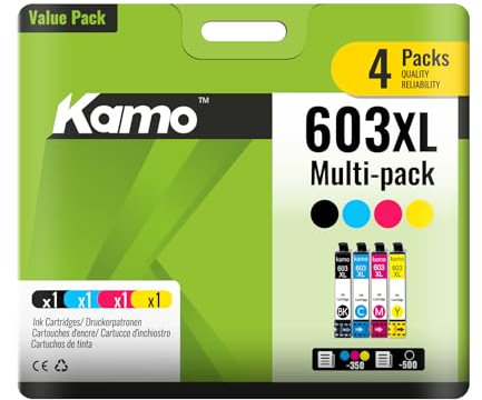 kamo 603XL (4er-Pack) Multipack Druckerpatronen Kompatibel mit Epson 603 XL - für Expression Home XP-2100 XP-2105 XP-3100 XP-4100, Workforce WF-2810 WF-2830