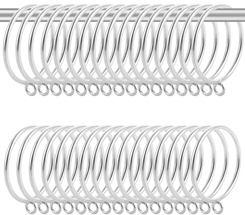 GBACHOOSE 50 Pack Metal Curtain Rings, 55mm Internal Diameter Curtain Pole Rings, Silver Hanging Rings for Curtains Poles, Rods and Drapery