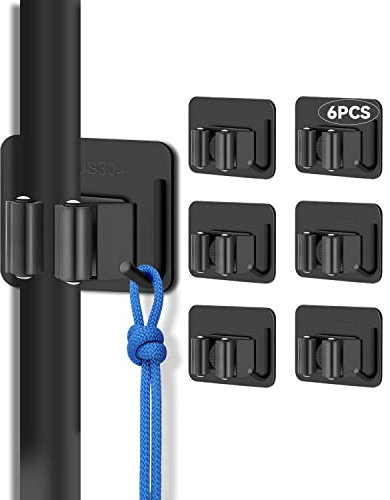 ViviDreamore 6 Pezzi Porta Scopa, Portascope da Muro con Gancio, Ganci Supporto per Scope in Acciaio Inossidabile, Autoadesivo Appendi Scope, Senza Foratura per Cucina Bagno e Giardino