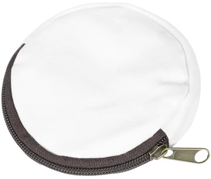 uxcell Mini porte-monnaie rond en toile vierge avec fermeture éclair de 9,9 cm, pour homme et femme, blanc