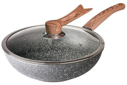 YXUANYZNB Wok antiadherente grande con tapa, sartén de 32 cm, sartén multifunción con protección contra salpicaduras, sartén de cocina para el hogar, cocina de inducción, cocina de gas universal