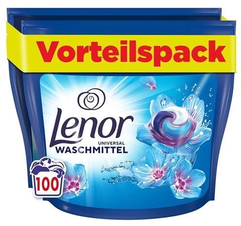 LENOR PODS Universal Waschkapseln Vollwaschmittel 100 Waschladungen, Aprilfrisch, Langanhaltende Frische Und Geruchsentfernung Bei Kaltwäsche