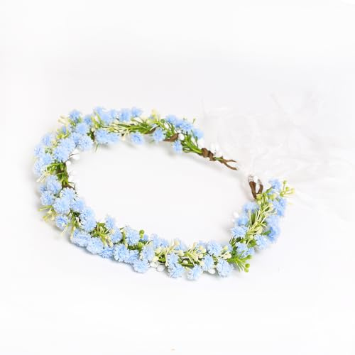 Yili Maizi Floral Crown Women Girls Blue Flower Crown Artificial Floral Headband Headpieces Headband Hair Wreath Accessories Photo Prop
