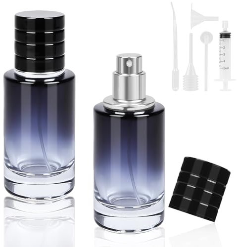 LOPHE Atomizador Perfume, 3 Pcs Frasco Perfume de Vidrio, Recargable, Bote de Perfume Portátil con Accesorios, Pulverizador Perfumer sin Fugas, Contenedor de Colonia para Viaje 30ML (Azul)