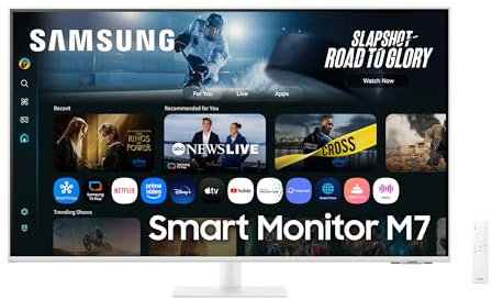 Samsung LS43FM701UUXEN - Smart Monitor M7 de 43 4K (3,840 x 2,160, 16:9, 60Hz, 1ms, VA, Gaming Hub, One UI Tizen, AI Picture Optimizer, 4K UHD, SmartThings, Knox Security), Negro, Versión 2025