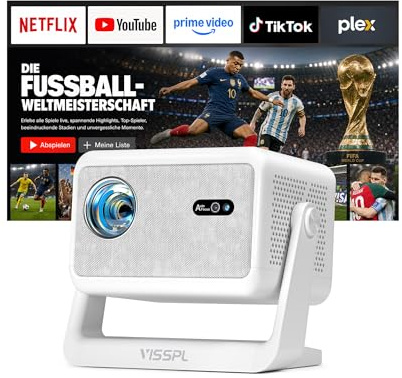 Smart Projector [Compatible with Netflix] 3D Dolby Audio Auto Focus / Auto Keystone Correction Projector, WiFi6 Bluetooth Projector Home Cinema 1080P Full HD Outdoor Video Projector with 360° Rotating