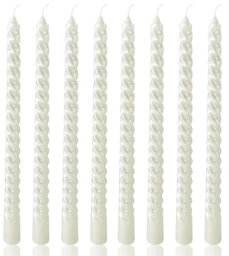 VIKY® 8 Stück Tropffreie Spitzkerzen 25 cm Lang - 8x Reine Weiße Kerzen - Gedrehte Stabkerzen für Weihnachtsdekoration, Elegante Tischdeko, Hochzeit, Kerze Aesthetic Geruchlos