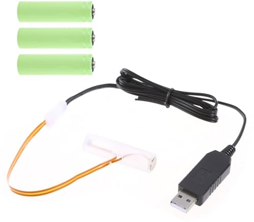 Geavonyg Convertidor De Batería USB A 4 Uds. 1 5 V LR6 Cable Alimentación Ahorro para Radios Relojes Luz LED Mandos A Distancia Sustituto Luces LED
