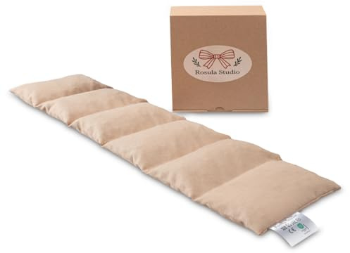 Rosula Studio Cherry Stone Heat Pack – Natural Reusable Microwavable Heat Pad for Neck, Shoulders, Back | Hot Water Bottle Alternative | Water-Repellent Cotton Blend Cover | 60×15 cm (Beige)