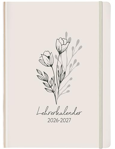 Lehrerkalender 2026 2027, A4 Lehrerplaner von Aug. 2026-Jul. 2027 | Schulplaner für Lehrerinnen und Lehrer, Hardcover mit Einstecktasche, Lesezeichenband, 17.5 x 25 cm
