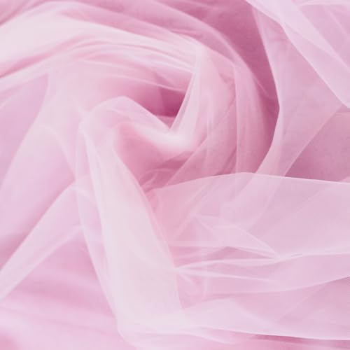 4 x 1.6 m Rosa Organza Stoff, Organza Tischläufer zum Dekorieren, Netz Transparenter Tüllstoff, Durchscheinend Tüllstoff Meterware für DIY, Nähen, Basteln, Hochzeit, Party, Geschenke Deko