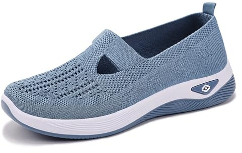 Chaussures orthopédiques pour femme - Légères - Largeur H - Respirantes - Confort décontracté - Chaussures de course - Chaussures de sport pour diabétiques - Chaussures d'été confortables, bleu, 39 EU