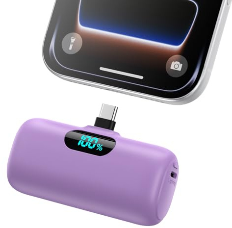 Mini Power Bank USB C 5000mAh, Ultra Compacto Powerbank 15W PD Carga Rapida Cargador Portátil Batería Externa Compatible con iPhone 17/16/15 Serie, Samsung, Xiaomi, Huawei, Switch USB C Teléfonos etc