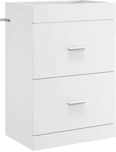 Teenpull Meuble bas de salle de bain blanc en bois 56 x 37,5 x 81 cm avec beaucoup d'espace de rangement, tiroirs et étagère pour salle de bain, lavabo, meuble sous lavabo, gain de place, organisateur