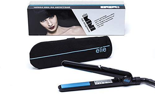 Mini plancha de pelo compacta elie, ideal para cabello corto, tamaño de viaje, doble voltaje, perfecta para peinar mientras viajas. (Azul)